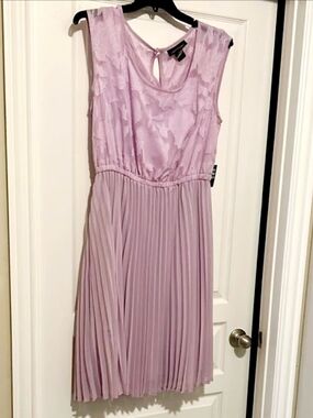 Ashley Stewart Lavender Dress - Pleated Midi Style With Belt